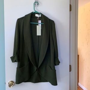 Olive green jacket, unlined, pockets